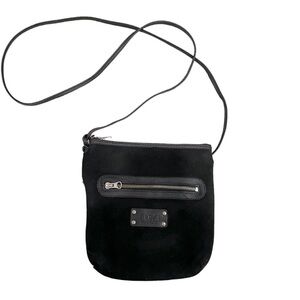 Ugg Australia Black Messenger Sheepskin Suede Crossbody Bag